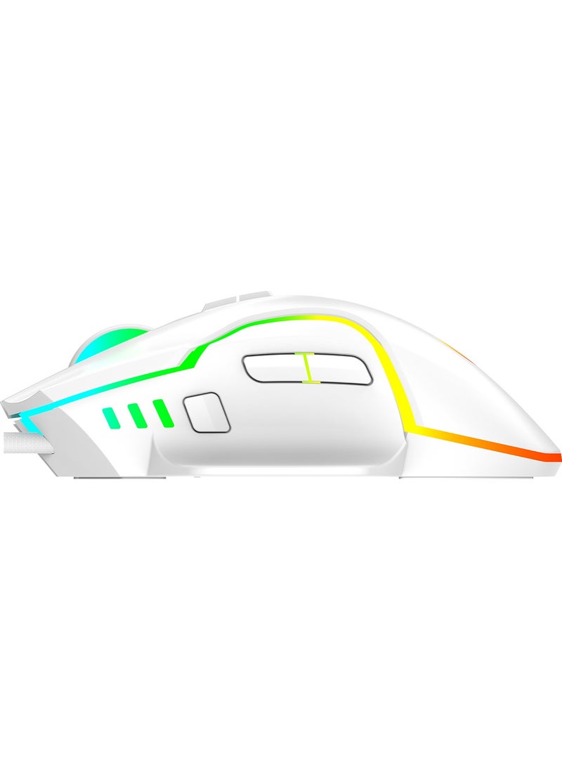 Miracle M2 USB White 8-Button RGB 7200DPI Gaming Mouse
