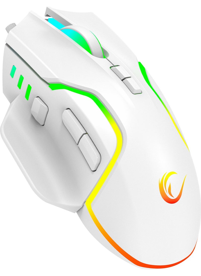 Miracle M2 USB White 8-Button RGB 7200DPI Gaming Mouse