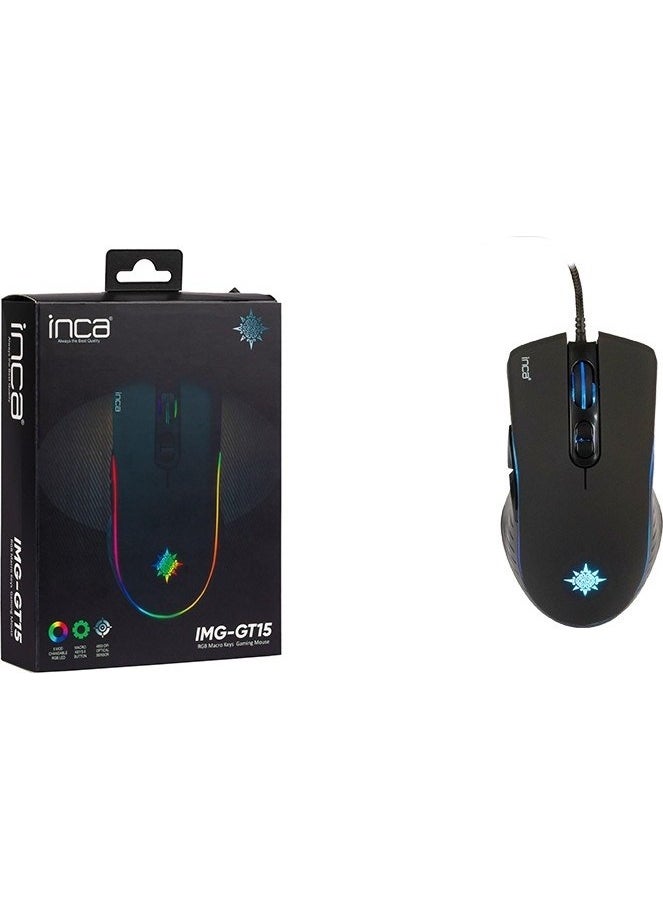 IMG-GT15 4800 DPI 6 Keys Macro 5 Mode RGB Gaming Mouse