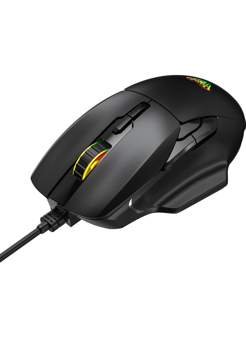 F815 12800DPI Rainbow 7-Button Macro Optical Gaming Mouse