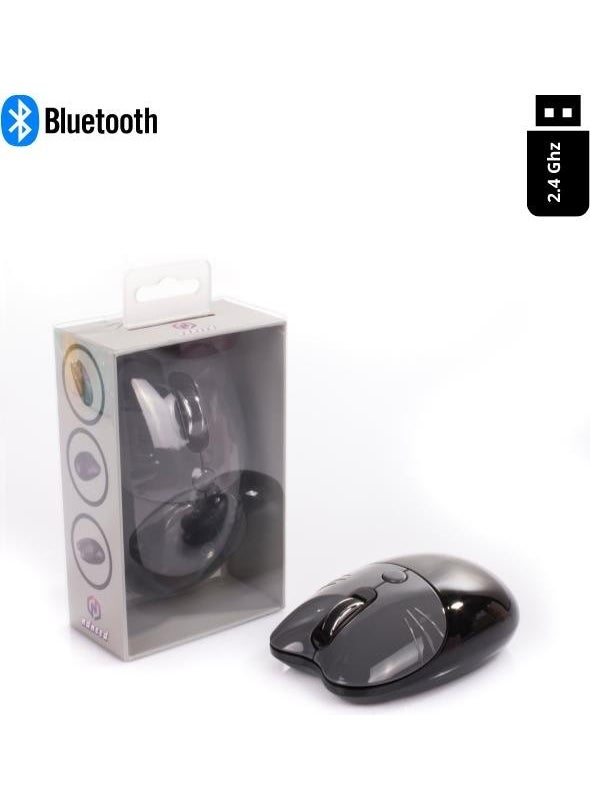Cute Cat Wireless Black Mouse Bluetooth + 2.4g Dual Mode