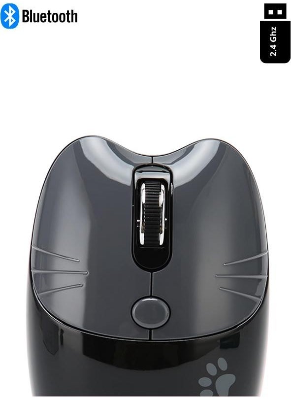Cute Cat Wireless Black Mouse Bluetooth + 2.4g Dual Mode