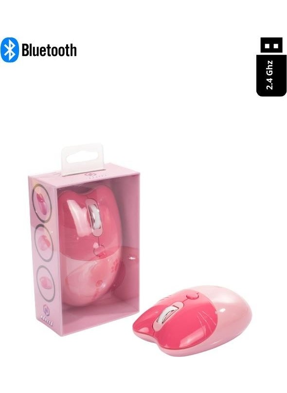 Cute Cat Wireless Pink Mouse Bluetooth + 2.4g Dual Mode