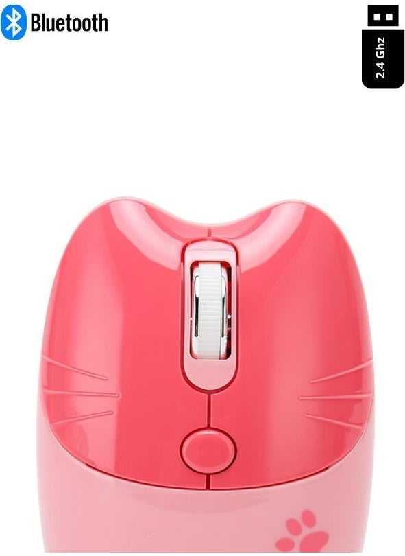 Cute Cat Wireless Pink Mouse Bluetooth + 2.4g Dual Mode