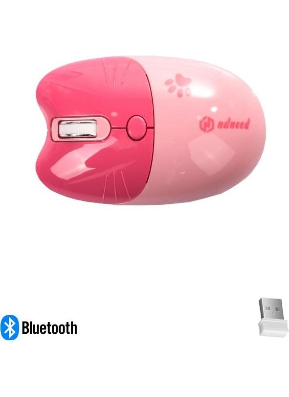 Cute Cat Wireless Pink Mouse Bluetooth + 2.4g Dual Mode