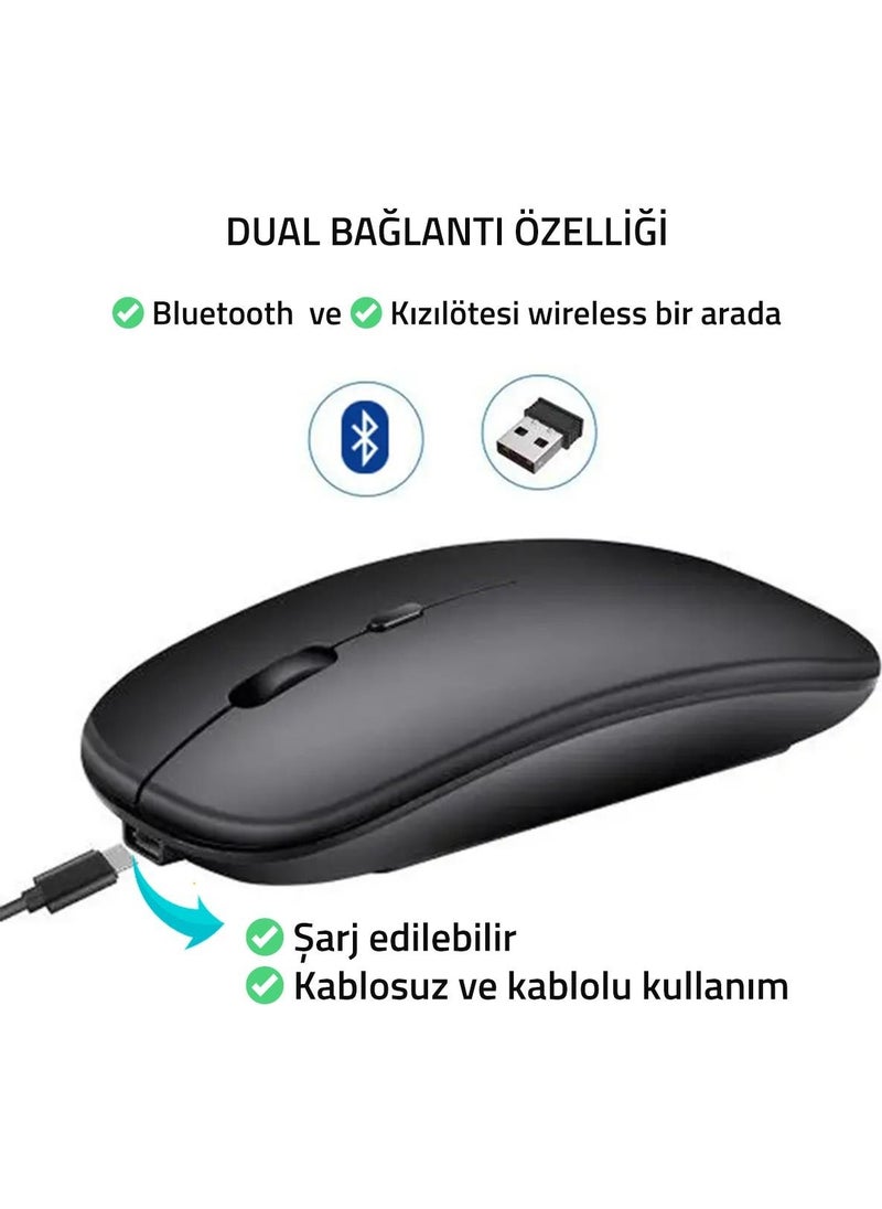 Wireless 2.4 Ghz Silent Bluetooth Mouse with 100MAH Rechargeable Battery