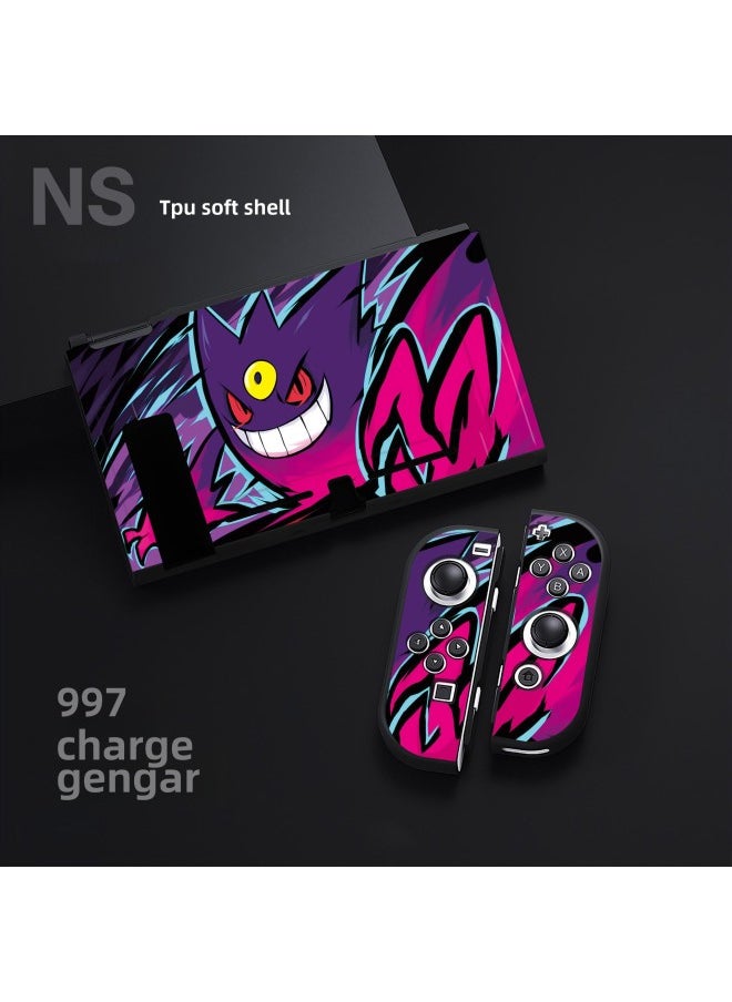 Nintendo Switch Color Case Manufacturer Switch Endurance TPU Soft Case NS Protective Case Split Protective Case-Model:997 Charge Gengar-switch/battery Life Version-soft Shell