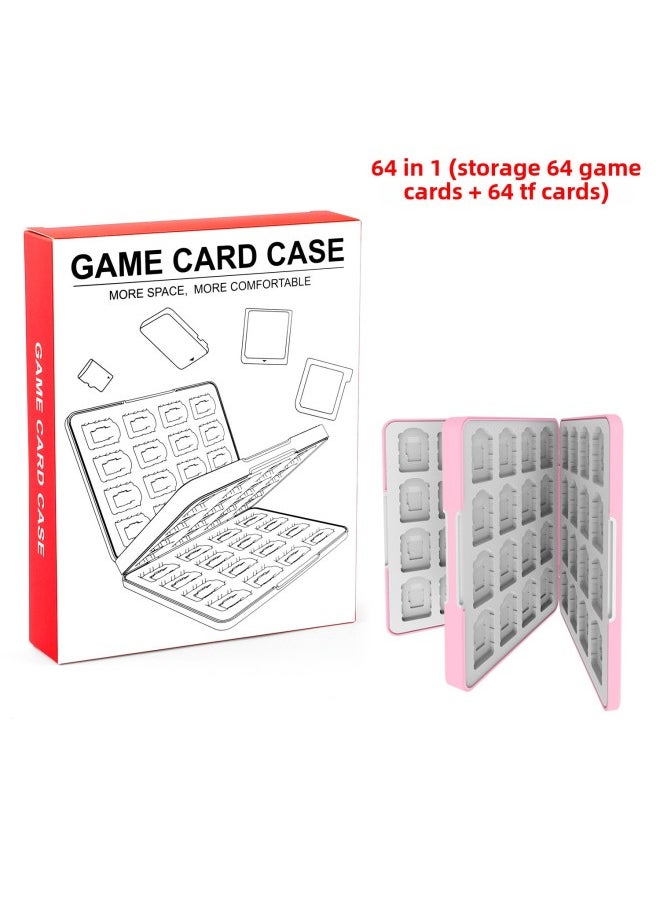 64-in-one Nintendo Switch OLED Game Card Storage Box Switch Magnetic Card Box Lite Card Slot-Product Color:64-in-1--pink (color Box Packaging)