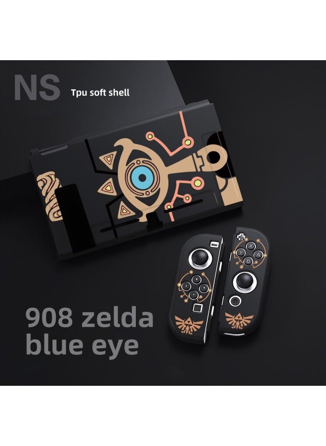 Nintendo Switch Color Case Manufacturer Switch Endurance TPU Soft Case NS Protective Case Split Protective Case-Model:908 Zelda Blue Eye-switch/battery Life Version-soft Shell