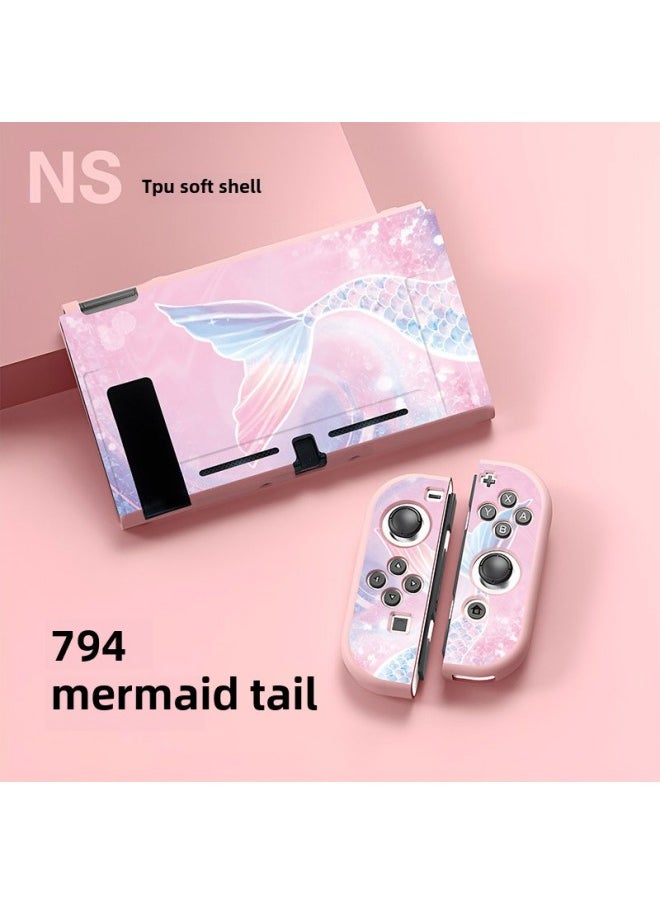 Nintendo Switch Color Case Manufacturer Switch Endurance TPU Soft Case NS Protective Case Split Protective Case-Model:749 Mermaid Tail-switch/battery Life Version-soft Shell