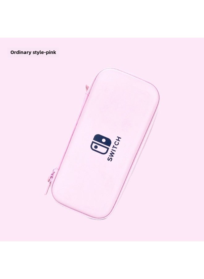 Ordinary Model Applicable Switch OLED Nintendo Hard Box Game Machine Protection Bag Portable Large Capacity Storage Bag-Product Color:Cherry Blossom Powder-Black Label