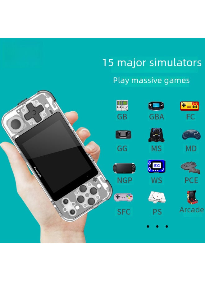 Powkiddy Q90 Vintage Mini Handheld Game Console Ps Joystick Street Fighter Style Retro Digital Computer Game Console-Product Color:Transparent Understanding (Chinese)-Model:Q90-16G Standard