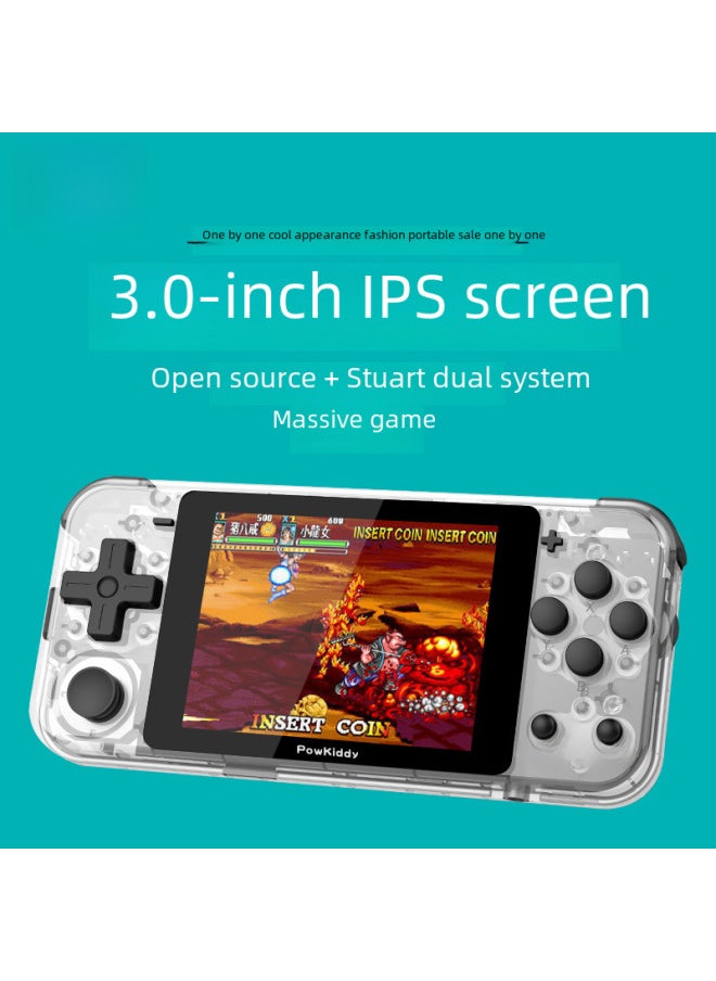 Powkiddy Q90 Vintage Mini Handheld Game Console Ps Joystick Street Fighter Style Retro Digital Computer Game Console-Product Color:Transparent Understanding (Chinese)-Model:Q90-16G Standard