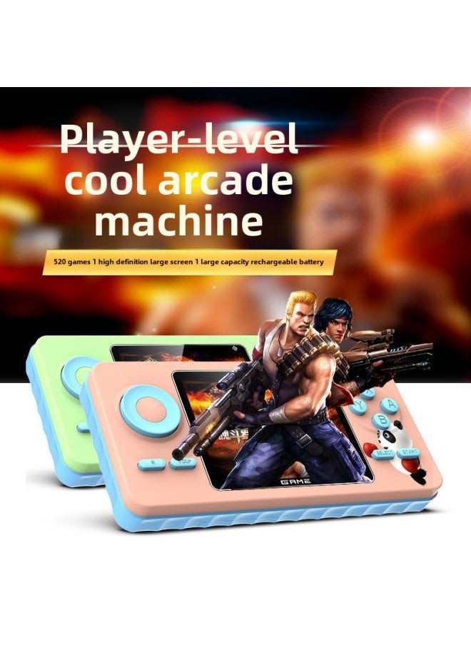 Handheld Game Machine Portable Mini Children's Sup Double Play Nostalgic Retro Classic Fc Built-in 520-in-one-Model:Quality-Singles/Green (520 In One)