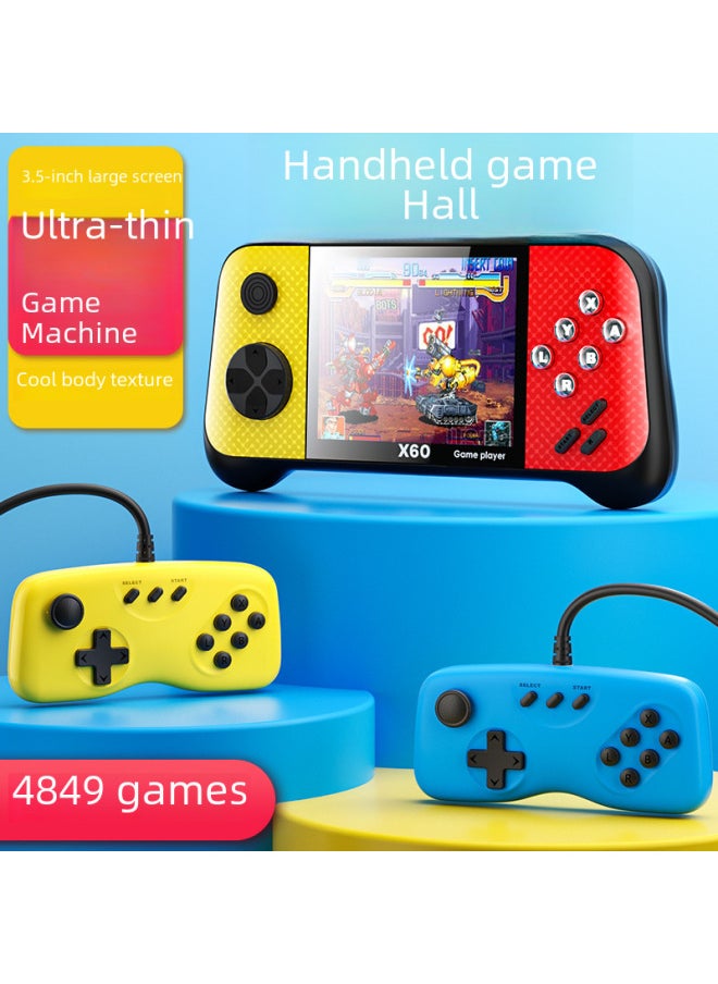 X60 Handheld Arcade Game Machine 4849 Game 3.5 Inch Screen Double Handle Duet Toys Gifts Direct Supply-Model:Blue Singles