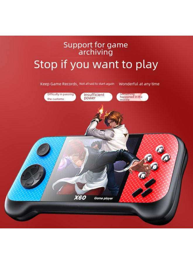 X60 Handheld Arcade Game Machine 4849 Game 3.5 Inch Screen Double Handle Duet Toys Gifts Direct Supply-Model:Blue Singles