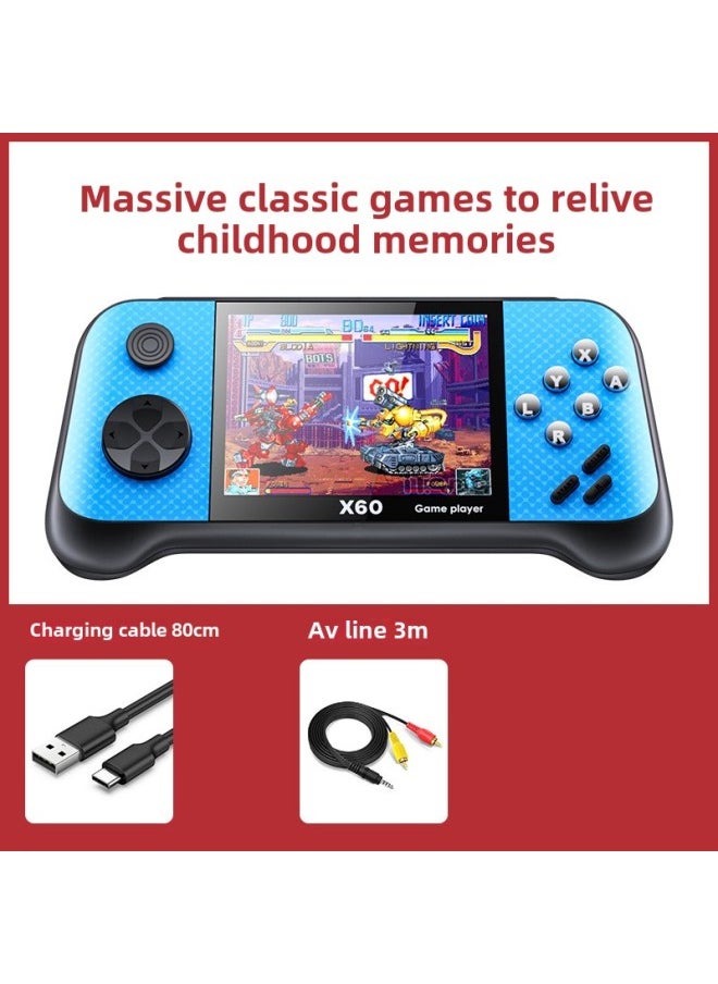 X60 Handheld Arcade Game Machine 4849 Game 3.5 Inch Screen Double Handle Duet Toys Gifts Direct Supply-Model:Blue Singles
