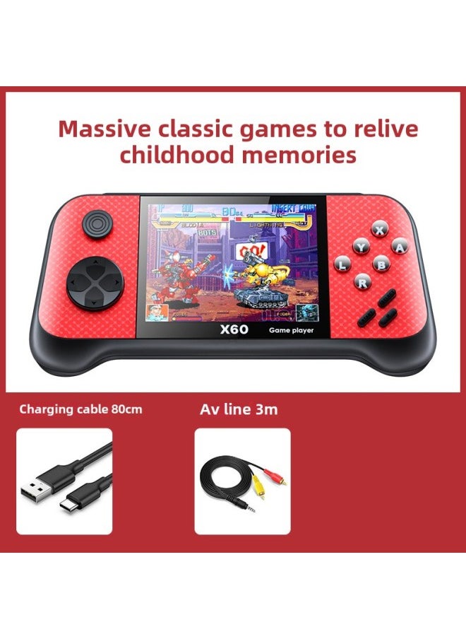 X60 Handheld Arcade Game Machine 4849 Game 3.5 Inch Screen Double Handle Duet Toys Gifts Direct Supply-Model:Red Singles