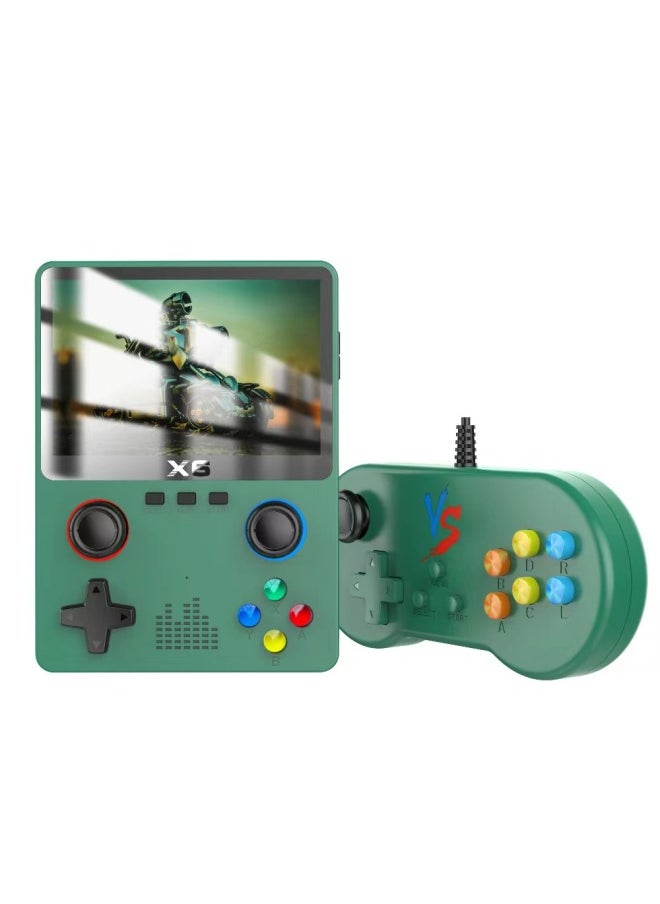 High Definition Large Screen X6 Portable Game Console Dual Joystick Retro Games PSP Simulator 32GB USB Wired Connection-Model:X6 Double Model [10000 Game 11 Simulator] Green
