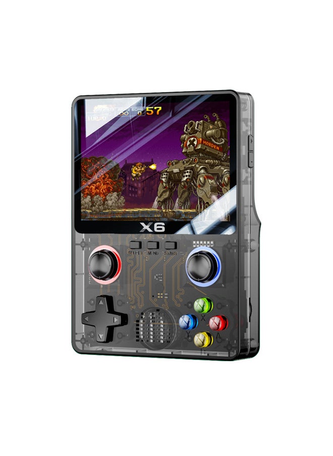 X6 Handheld Game Machine 3.5 Inch Large Screen Retro Classic Dual Rocker Handheld Nostalgic Arcade Mini Portable-Model:No Card [transparent Black]