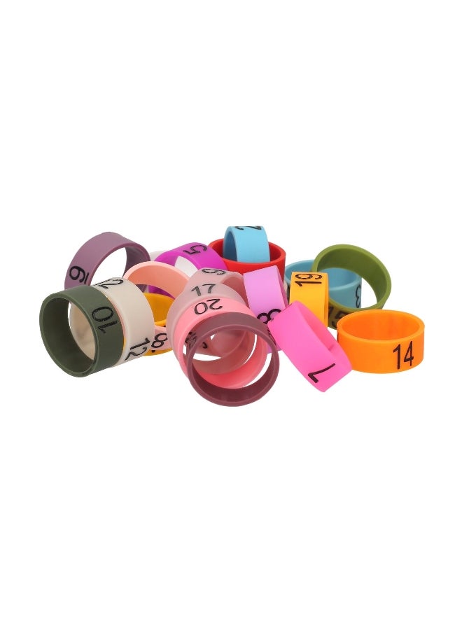 20 PCS Microphone Colored ID Rings Number 1 to 20 Multicolor Soft Silicone Ring for Distinguishing