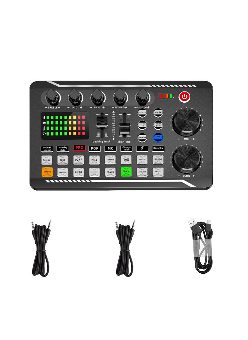 Cross-border English version F998 live broadcast sound card equipment mobile phone computer universal condenser microphone bracket full set F998 sound card standard