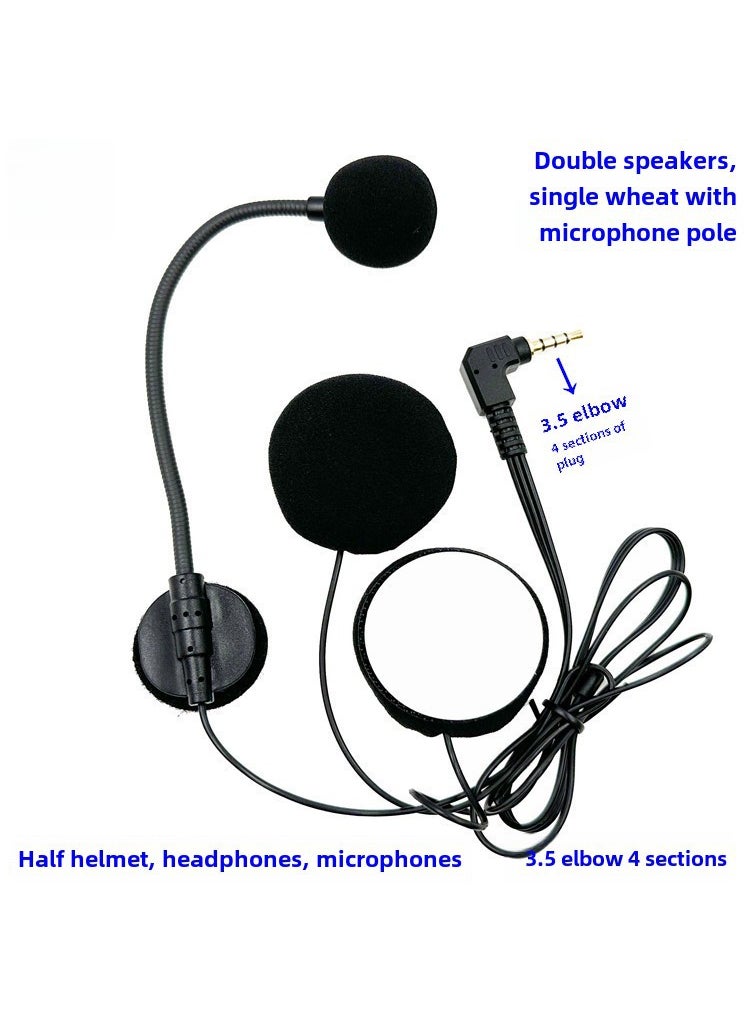 1 x 5 pcs Motorcycle Helmet Headset Microphone Speaker 3.5 elbow, 4 plug