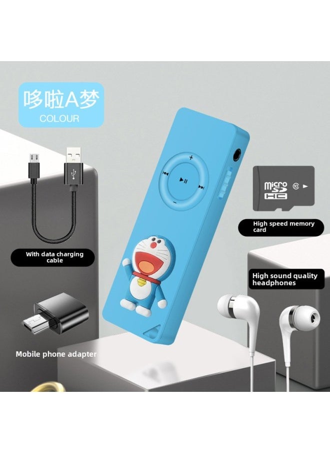 External Mp3 Student Walkman Simple Long Cartoon Sports Card Player With Card Full Set Wholesale-Body Color:Doraemon-Memory Capacity:32GB (Host + Ear + Memory Card + OTG + Lanyard)