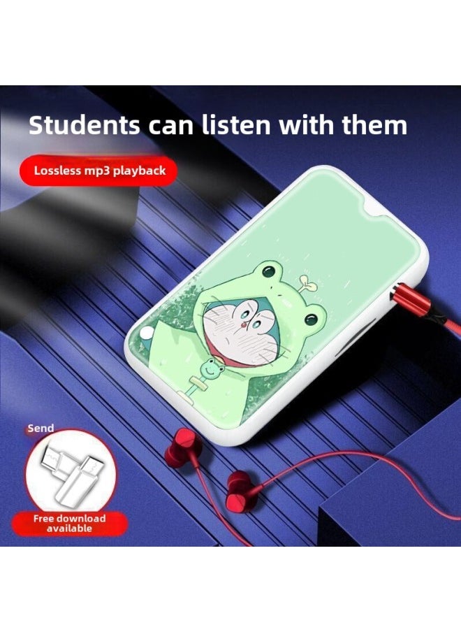 Mini Portable Mp3 Player Card Slot Electroplated In-ear Clip Sport Mp3 Player Compact Size For Students-Body Color:Jingle Cat [Green]]-Memory Capacity:Host + 128M (with Card) + Packaging Box, Charging Cable, Headphones