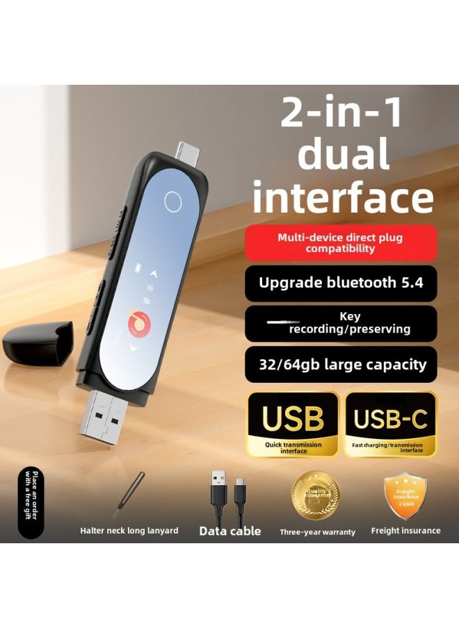 Mp3 Walkman Student Edition Mp4 Senior High School For Students Listening Artifact Bluetooth Music Player English Listening-Body Color:Dual Interface Version [direct Plug-in Download, Can Be Used As A Usb Flash Drive, With Bluetooth]-Memory Capacity:32gb [comes With Memory] - Package 1: Host + Music Headphones + Data Cable + 3 Years Of Quality