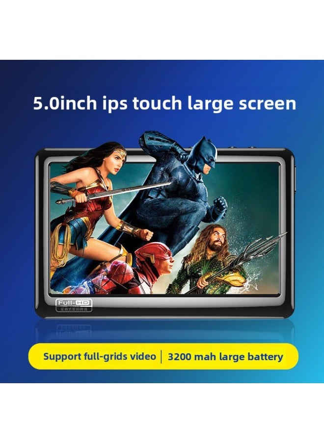 5-inch MP5 Player Can Be Connected To U Disk Mp4 Full Screen Bluetooth MP3 Walkman Students MP6 Card Reading Novels-Body Color:Black-Memory Capacity:8gb (bluetooth Version)