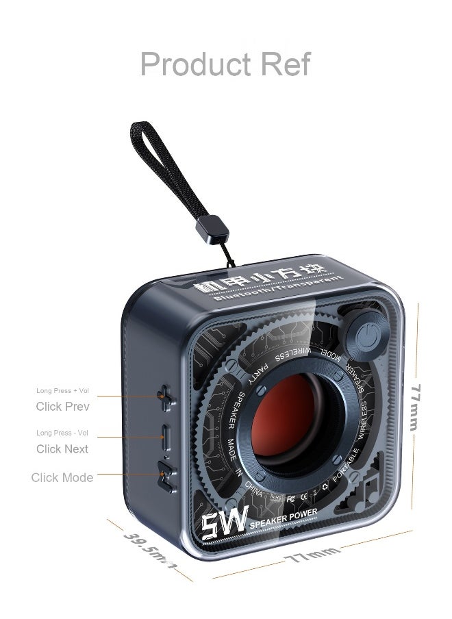 Transparent Mech Wind Small Steel Wireless Bluetooth Speaker Dazzling Outdoor Portable Subwoofer Small Speaker