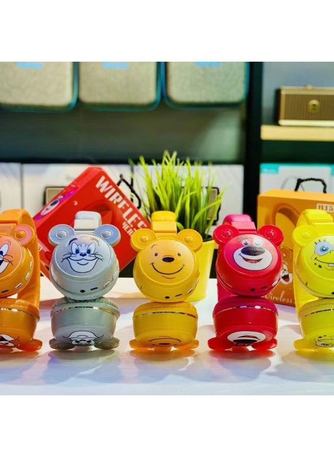 Creative Design Children Cartoon Students Online Class Learning Headset Bluetooth Headset B15-Color:Orange Red