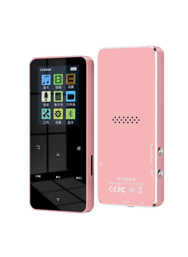 Student English Metal Bluetooth Edition Mp3 Portable Touch Screen Walkman Sports Mp4 Music Player Wholesale-Body Color:Pink [metal + Bluetooth + Dictionary]-Memory Capacity:64g [full Set Of Accessories]
