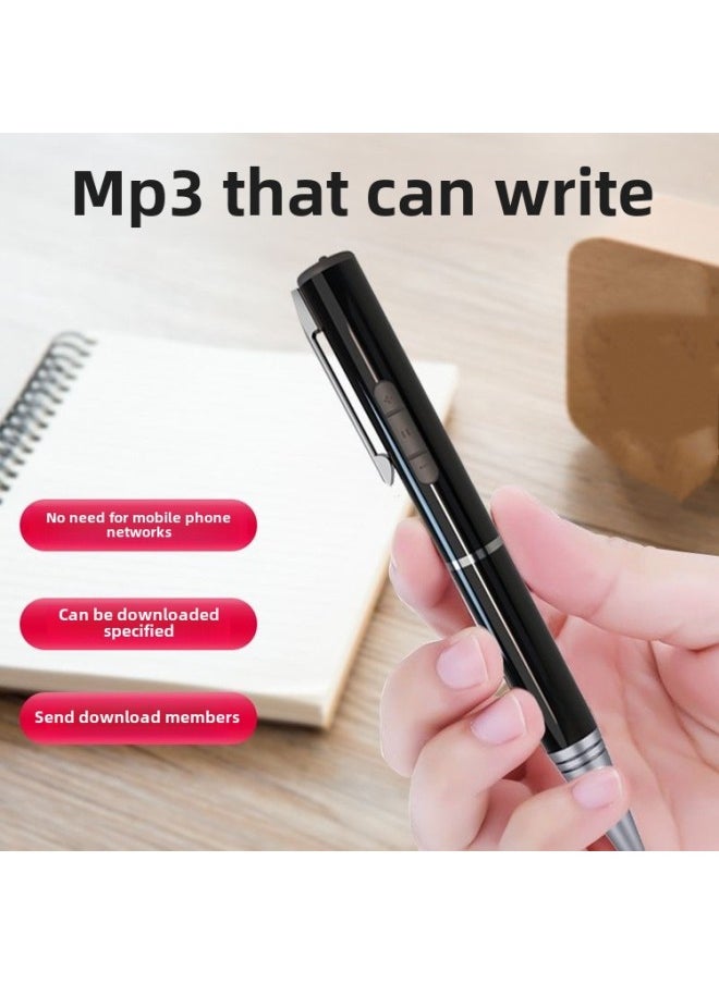 2023 Second Generation Pen-shaped Design Card MP3 Player Listening Practice Music Pen Mp3 MP3-Body Color:Silver-Memory Capacity:Full Set With Card]