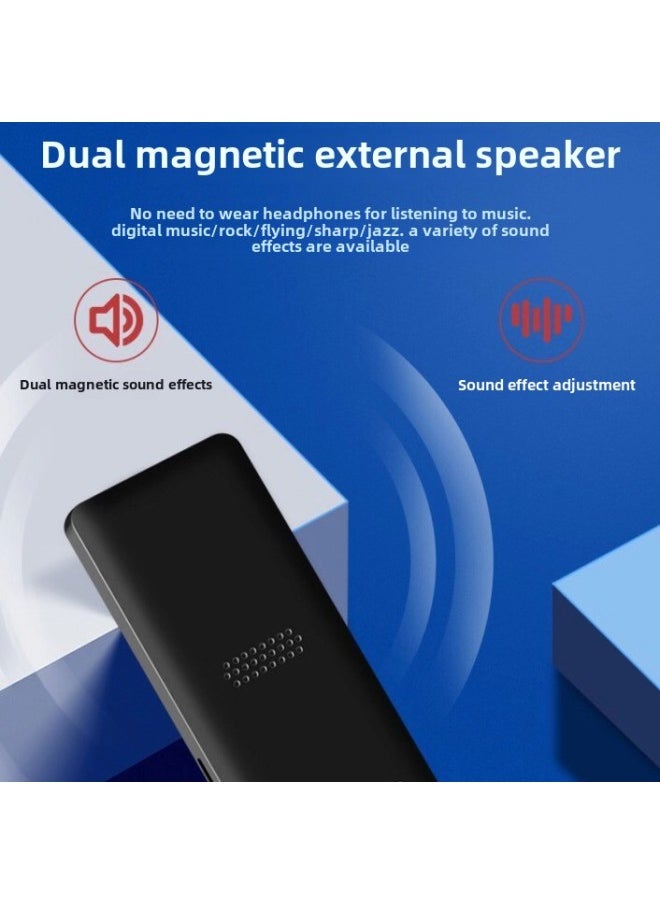 MP4 Portable And Listening Student 1.8inch Card MP3 Bluetooth With External Sound MP3 Music Player ZY418-Body Color:Black-Memory Capacity:Bluetooth External Card Version + Full Set Of Accessories + 16G Card