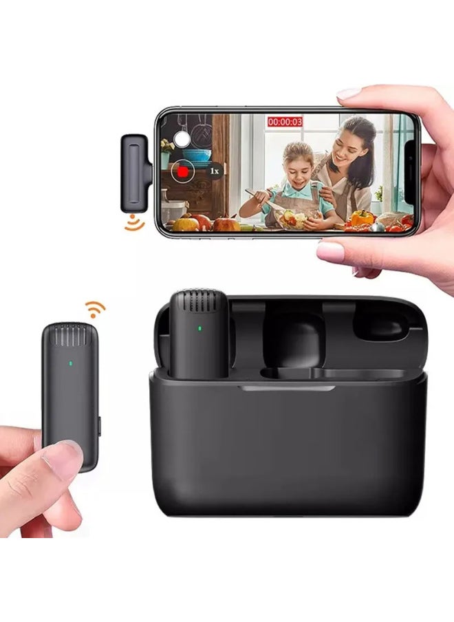 Wireless Microphone Collar Microphone One Support Two Microphone Pickup Microphone With Charging Bin Double Microphone Bluetooth Mini Microphone-Color:j13 One-to-two TYPE C With Charging Bin