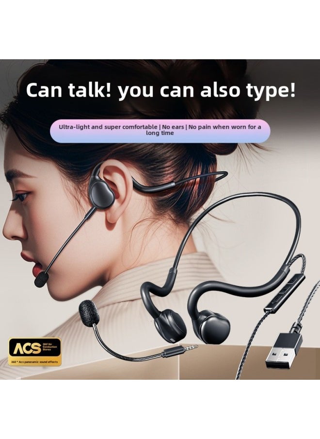 Customer Service Operator Special Headset Desktop Computer Office Conference Telephone Outcall Headset Noise Reduction Headset-Color: Extremely Plug-in Microphone + High-definition Stereo Listening Experience!