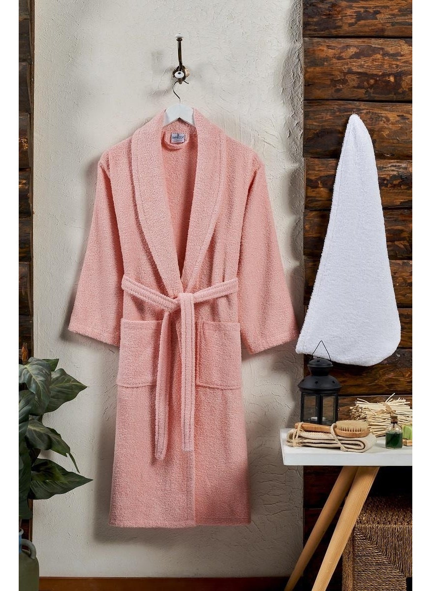 Plain Loose Shawl Collar White Bonnet Bathrobe