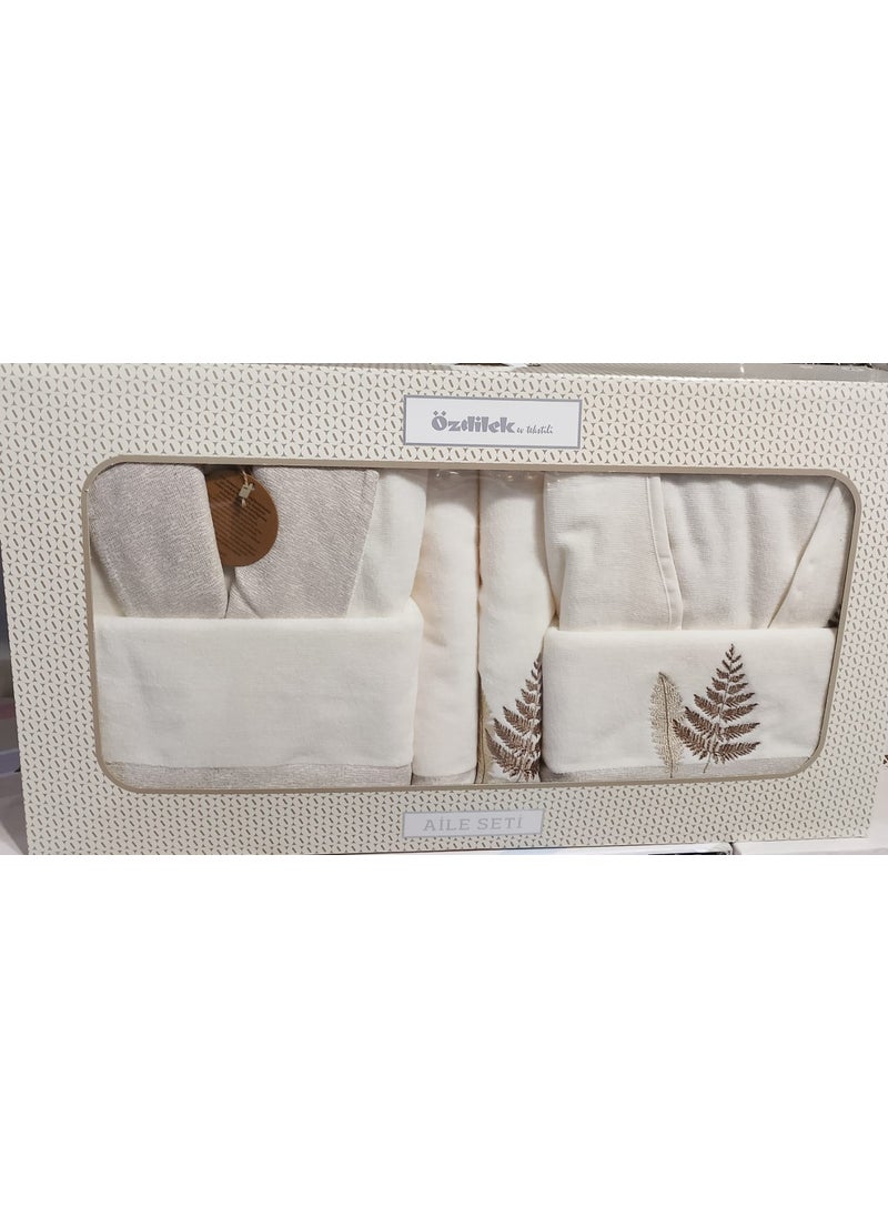 Cotton Bliss Cream-Beige Bathrobe Family Set