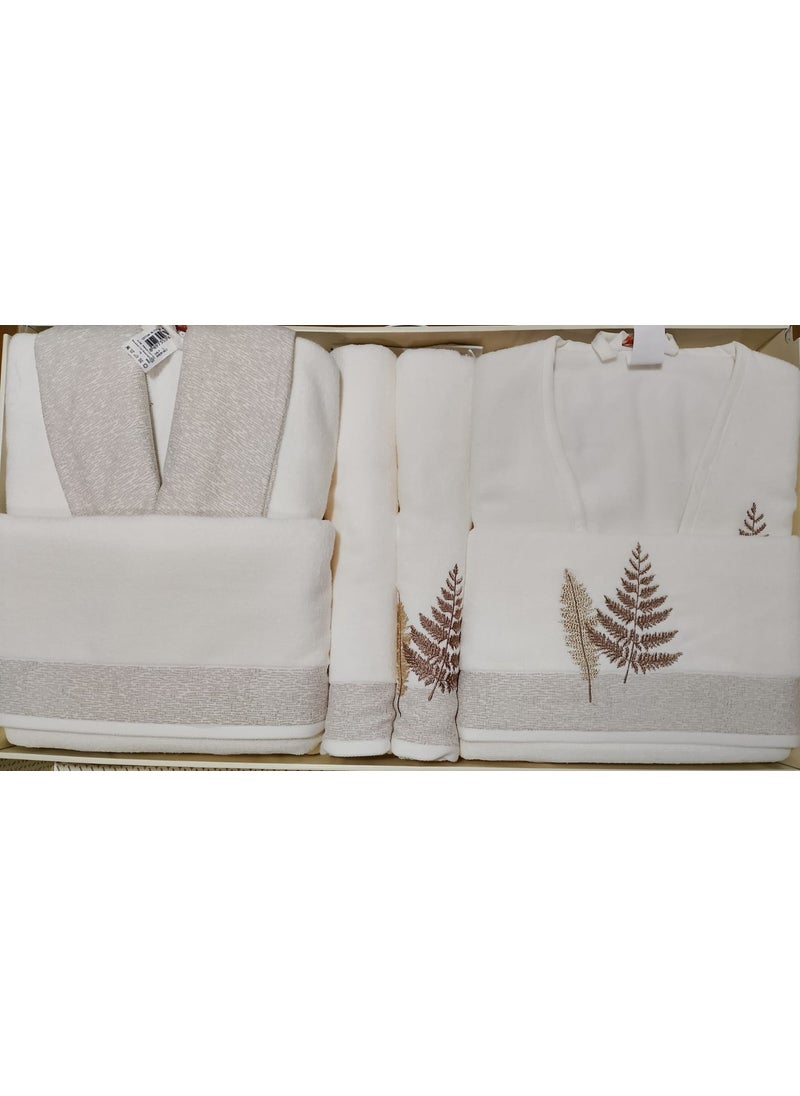 Cotton Bliss Cream-Beige Bathrobe Family Set