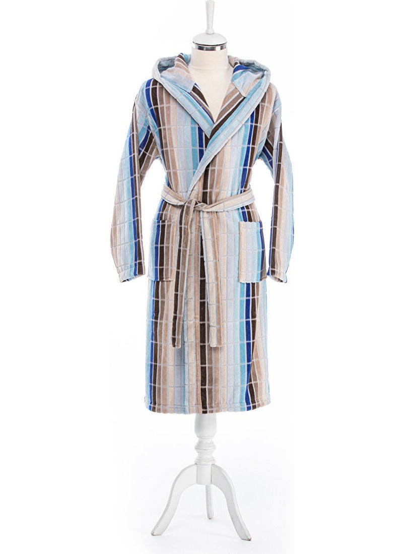 Ozdilek Hawai Line Velvet Hooded Bathrobe Xl Size