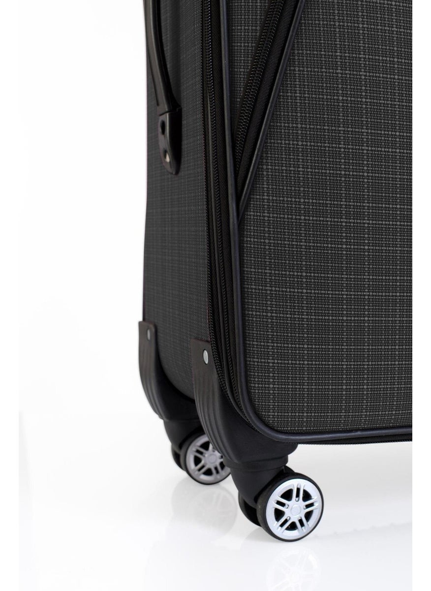 Unisex Bellows 3-Piece Fabric Suitcase & Suitcase Set Cabin+Medium+Large Size