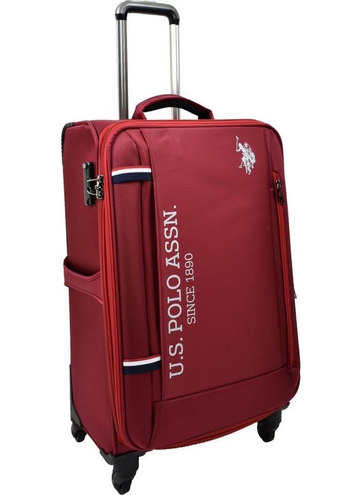 Base. Polo Assn. Claret Red Fabric 3-Piece Suitcase Set