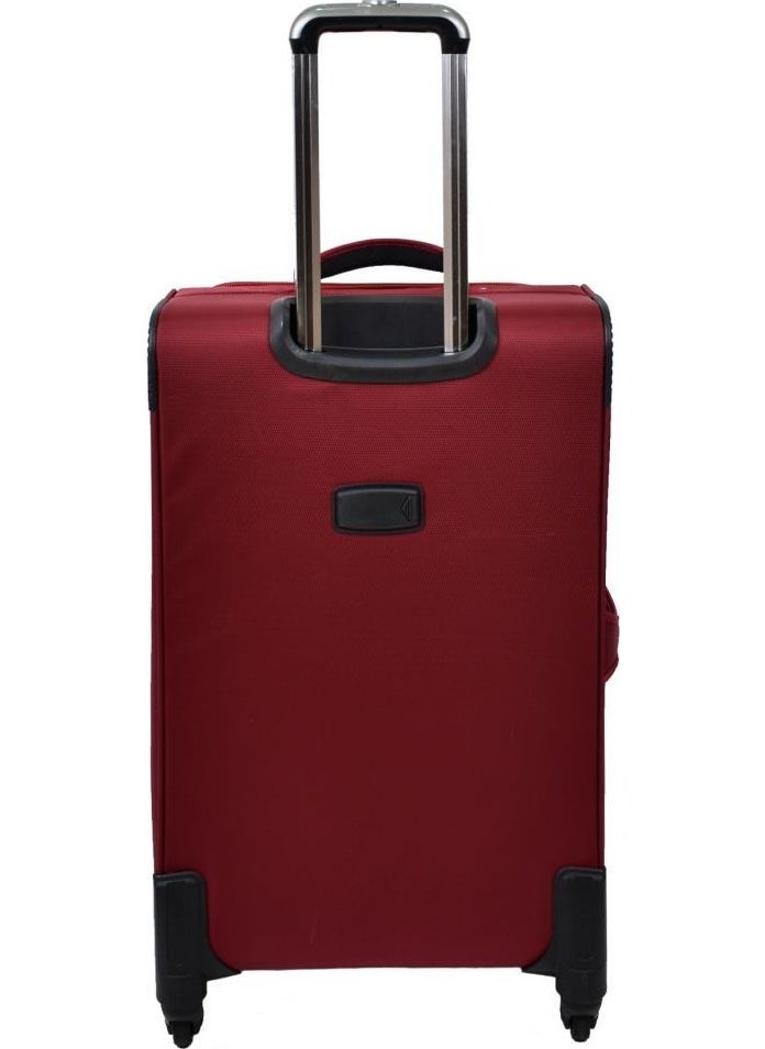 Base. Polo Assn. Claret Red Fabric 3-Piece Suitcase Set