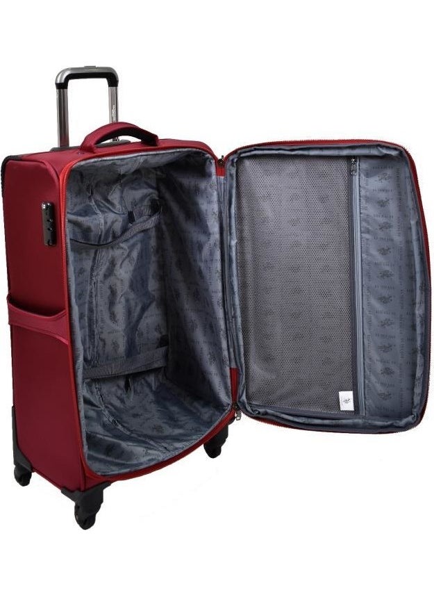 Base. Polo Assn. Claret Red Fabric 3-Piece Suitcase Set