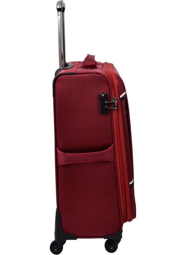 Base. Polo Assn. Claret Red Fabric 3-Piece Suitcase Set