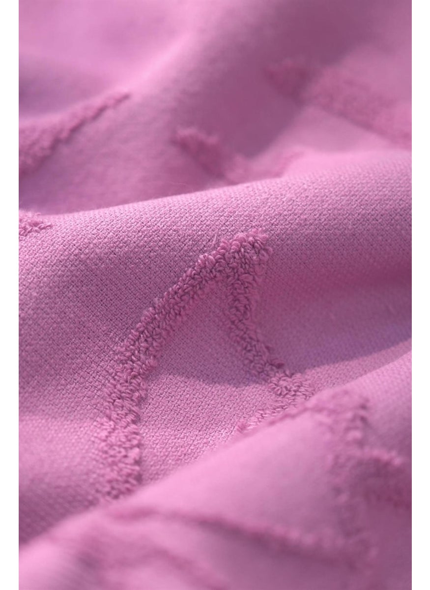 Trend 100% Cotton Embossed Beach Towel - Plum