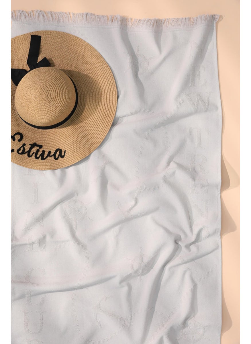 Trend 100% Cotton Embossed Beach Towel - Beige