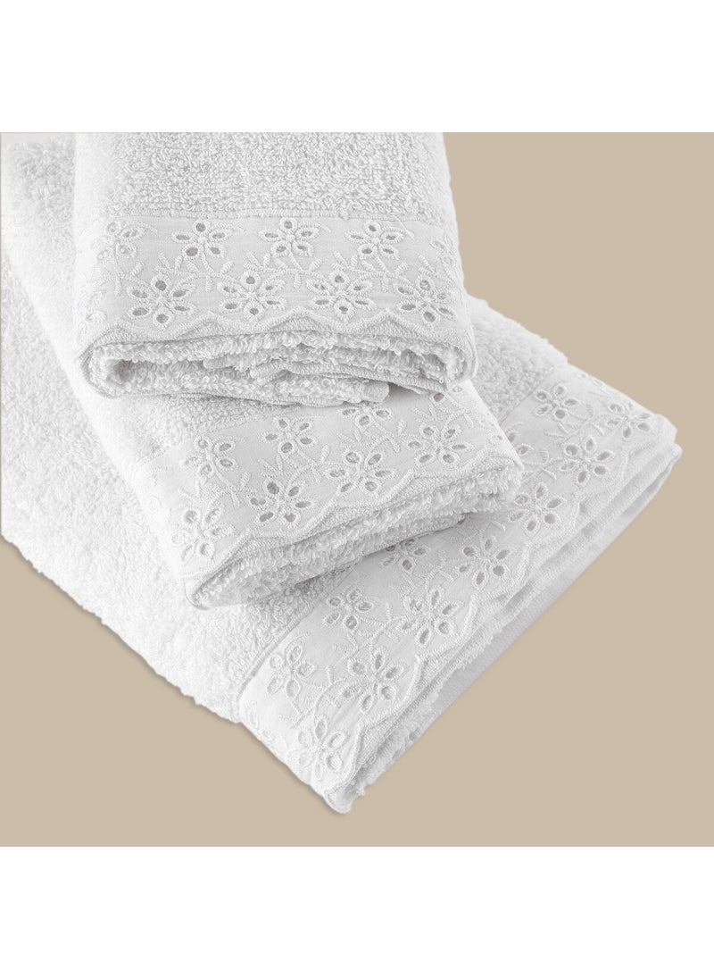 Home Benofisto 3-Piece Scalloped Towel Set-White